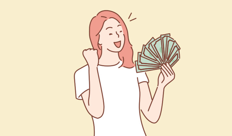 イラスト 女性 お金 幸せ
